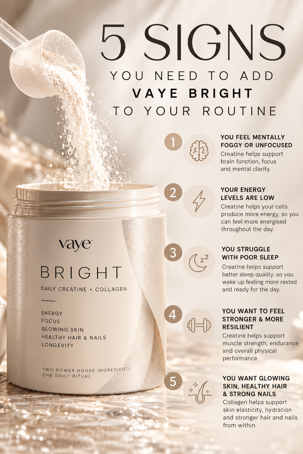 VAYE Bright - Creatine + Collagen for Brain & Glow